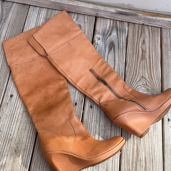 Kork Ease "Adrianne" Tan Leather Tall OTK Boots Size 8.5 - Picture 1 of 16